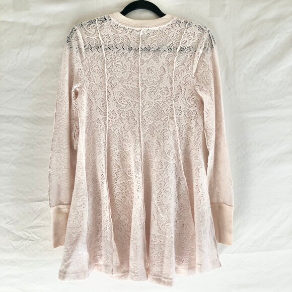 Free People "Coffee In The Morning" Chamoix Lace Tunic Top Size S - Picture 4 of 12